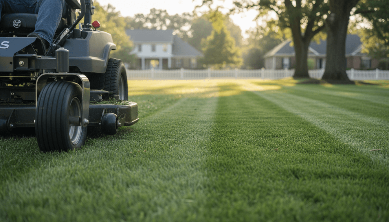 Freshly mowed lawn with neat edges in a Toronto backyard