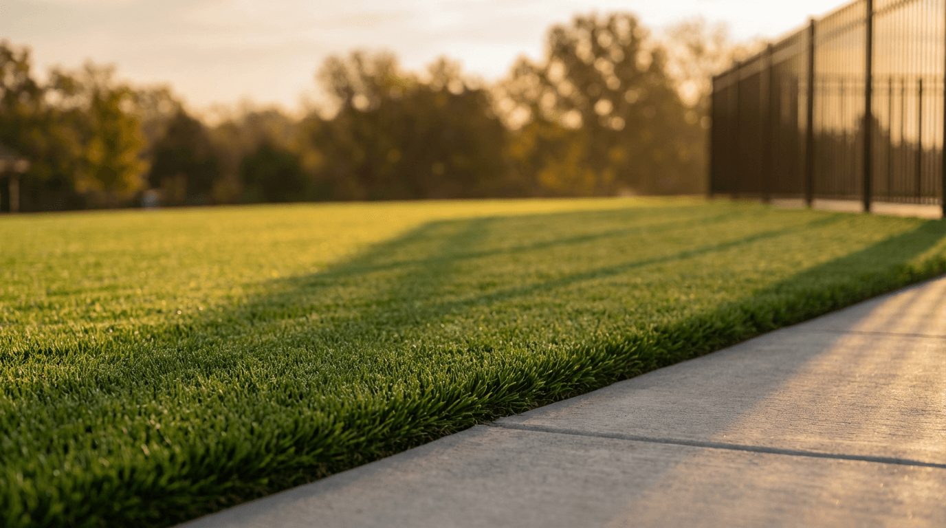 Freshly mowed residential lawn with clean stripes in Toronto